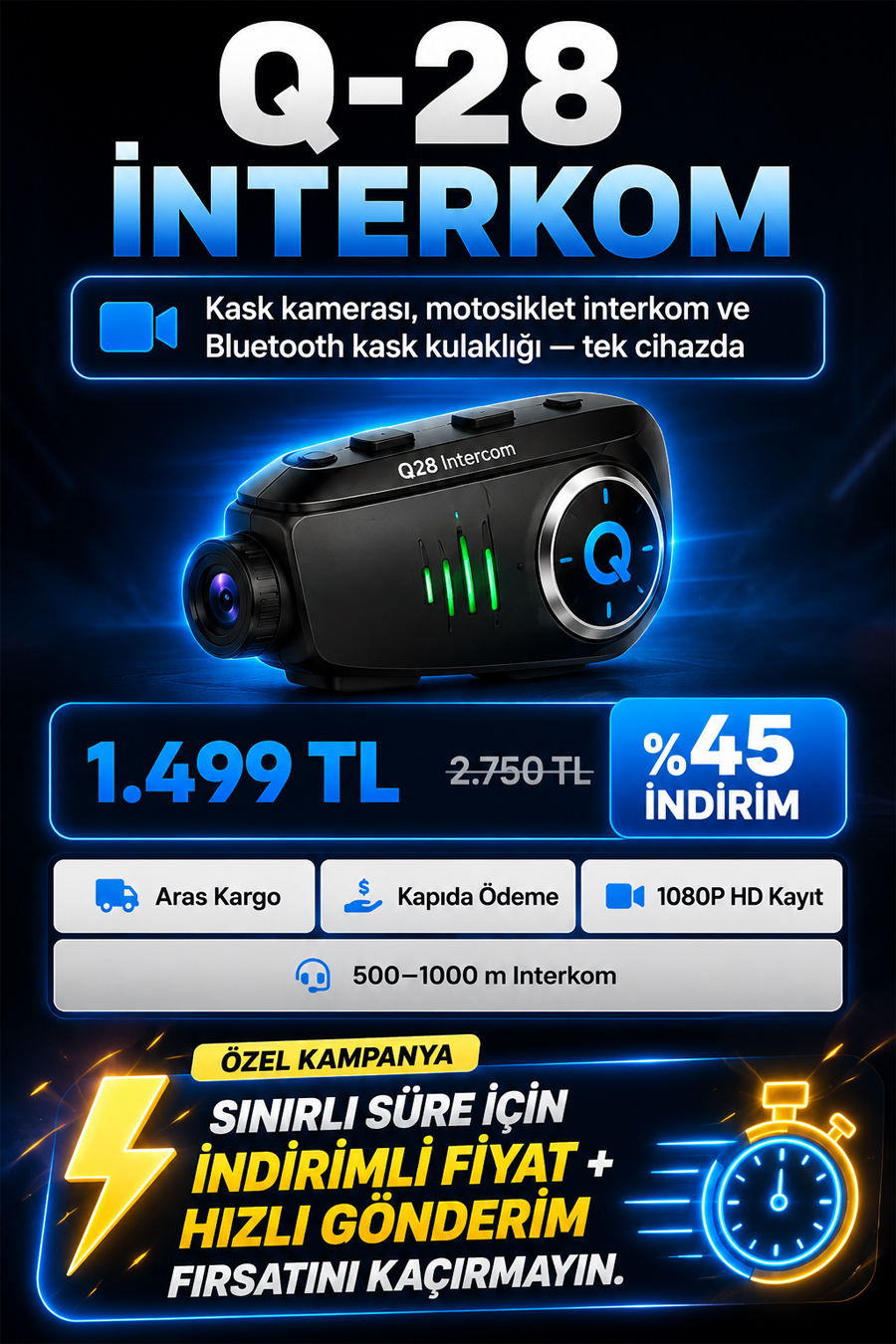Q-28 İNTERKOM — 1.499 TL, kapıda ödeme ve hızlı gönderim